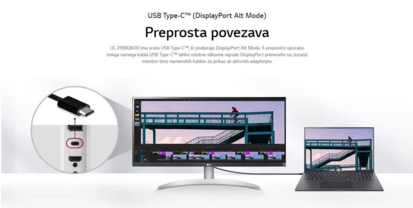 Monitor LG 29WQ600-W, 29", IPS, 21:9,  2560 X 1080, 100Hz, HDMI, USB-C - Image 4