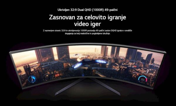 Monitor LG 49" 49GR85DC-B UltraGear ukrivljen, 5120x1440, 2x HDMI, DP, 240Hz - Image 6