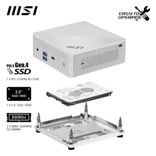 Mini namizni računalnik MSI Cubi 5 12M-264BEU i3 / 16GB / 512GB SSD / Windows 11 Pro / WiFi 6E + BT 5.3 / 1Gbps + 2.5Gbps / bel - Image 8