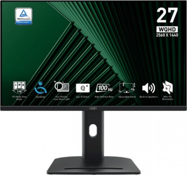 Zaslon MSI PRO MP275QPG / 27" / WQHD / IPS / 100Hz / 1ms (MPRT) / črn - nastavljiv po višini