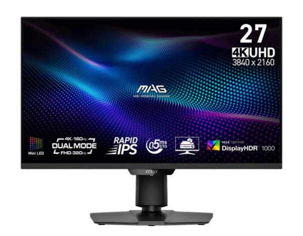 Zaslon MSI MAG 274UPDF E16M / 27" / UHD / Rapid IPS / 160Hz / 0.5ms (GtG) / črn - nastavljiv po višini - PD 15W