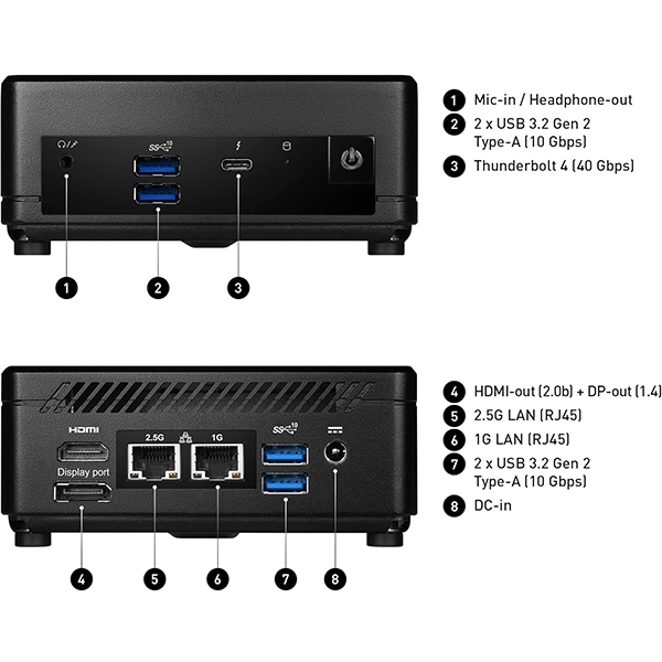 Mini namizni računalnik MSI Cubi 5 12M-001BEU i7 / 16GB / 512GB SSD / WiFi 6E + BT 5.3 / 1Gbps + 2.5Gbps / Windows 11 Home / črn - slika 7