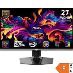 Zaslon MSI MAG 272QP QD-OLED X50 / 26.5" / WQHD / 500Hz / 0.03ms (GtG) / črn - nastavljiv po višini - PD 15W