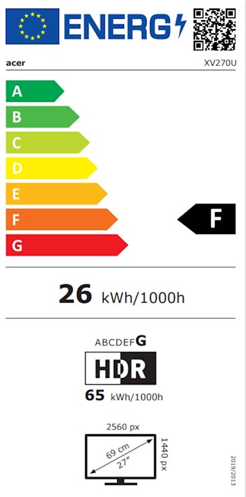Monitor Acer Nitro XV270UF3bmiiprx 68,58 cm (27 '') QHD IPS, 16:9, 1ms, 320 Hz - slika 9