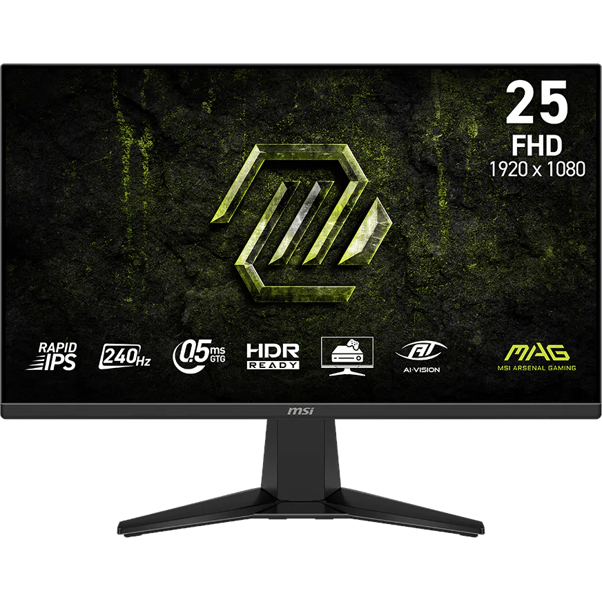 Zaslon MSI MAG 255F X24 / 62,2 cm (24,5") / 1920x1080 (FHD) / Rapid IPS / 240 Hz / 0.5 ms (Min.) (GTG) / 300 nits / 1000:1