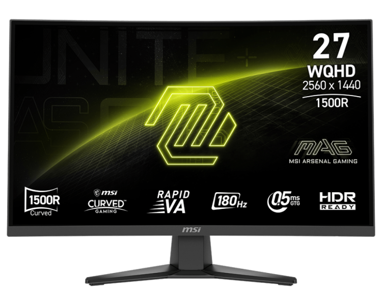 Zaslon MSI MAG 275CQF E18 / 27" / WQHD / Rapid VA / 180Hz / 0.5ms (GtG) / ukrivljen / črn